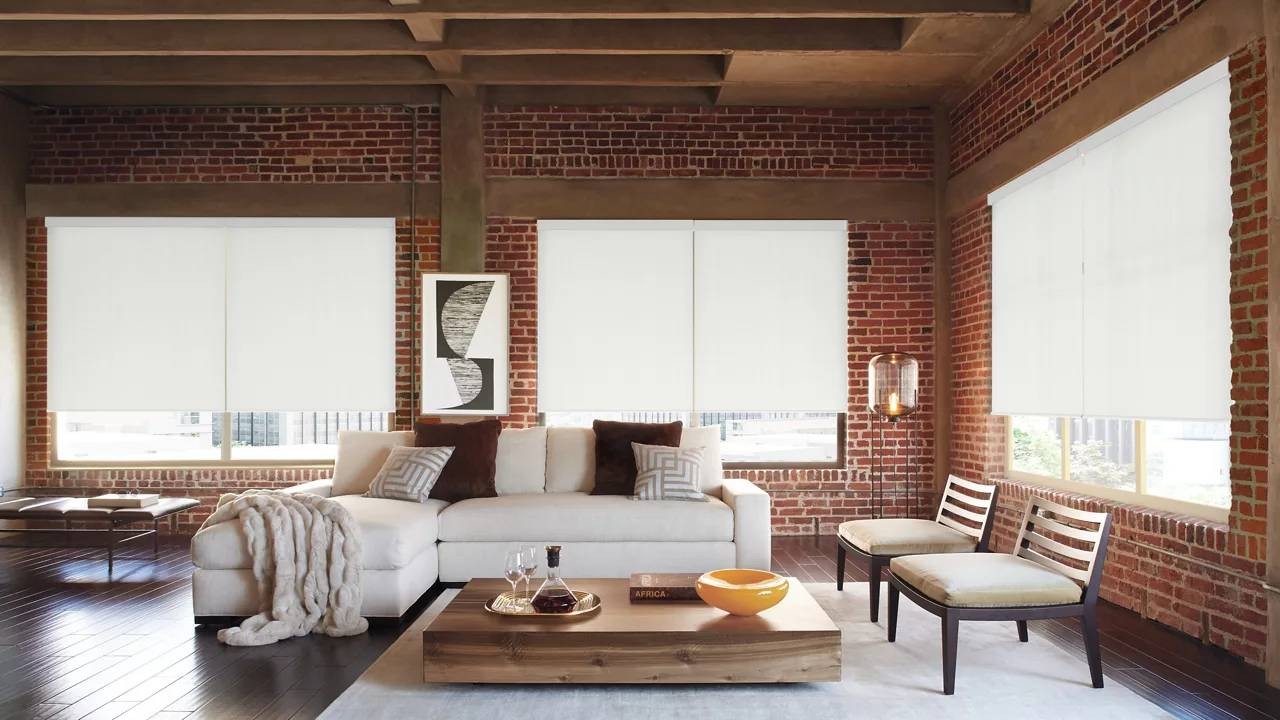 Hunter Douglas blackout roller shades in an apartment loft near Spokane, WA